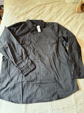 GAP Charcoal Gray Button-Front Utility Shirt size XL